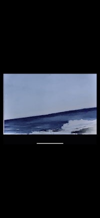 a painting of the ocean with a black background