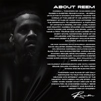 a black and white poster with the words about reem