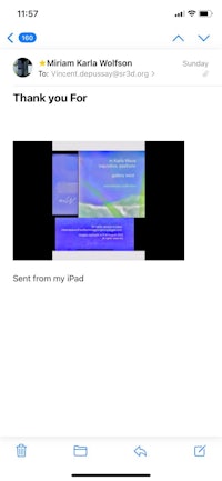 a screenshot of a thank you message on an iphone