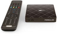 a tv box with a remote next to it