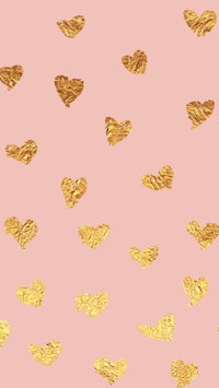 gold hearts on a pink background