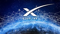 the starlink logo with a globe in the background