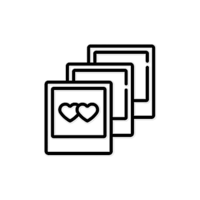 three polaroid frames with hearts on them on a black background