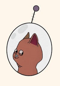 a cartoon cat in a space ball