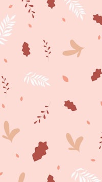 a pink and beige pattern with leaves and leaves