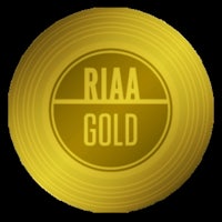 riaa gold logo on a black background