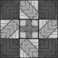 a black and white tile pattern with geometric shapes