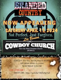 a flyer for the cowboy church on saturday, april 22