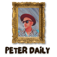 peter daily logo with a picture of a man in sunglasses and a hat
