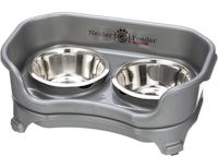 master leader double bowl dog feeder - gray