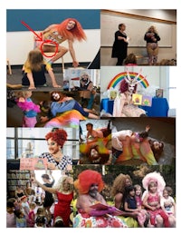 a collage of pictures of people dressed up as clowns