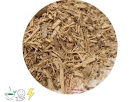 a pile of wood chips on a white background