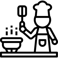 an icon of a chef cooking in a bowl