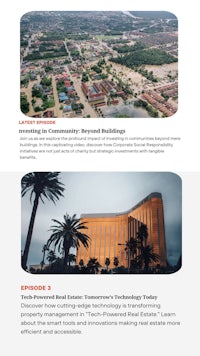 a page with a picture of a building and a palm tree