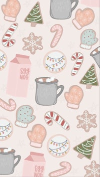 a christmas pattern with candy canes and coffee cups