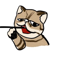 a cartoon cat with a stick in its mouth