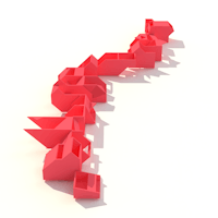 a 3d model of a red origami tower
