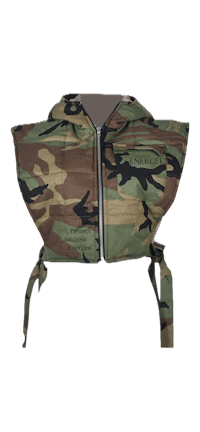 a camouflage hooded jacket with a zipper