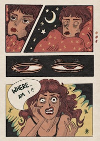a comic strip with a woman's eyes and a woman's face