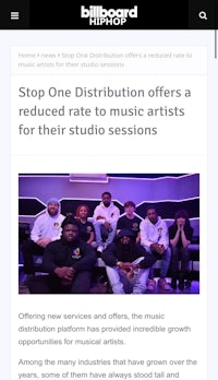 billboard humphrey's stop one distribution offers a reduced rate to music artists for their studio sessions