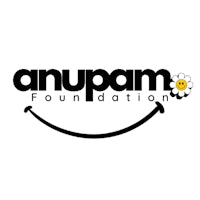 anupam foundation logo with a smiley face