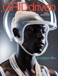 a woman wearing a pearl necklace on the cover of griddriven