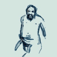 a drawing of a naked man with a beard