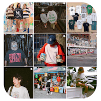 a collage of photos of people wearing t - shirts