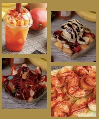a collage of pictures showing different types of desserts