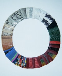 an image of a circle of different colored fabric