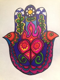 a colorful drawing of a hamsa