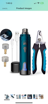 a phone screen with a blue vape pen and other accessories