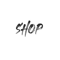 the word shop is written in black ink on a white background