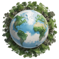 the earth is surrounded by trees and plants