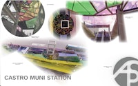 the castro muni station is shown in a series of images