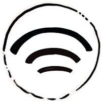 a black and white drawing of a wi-fi symbol