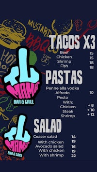 a menu with tacos, tacos, tacos, tacos, tacos, tacos, taco