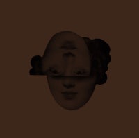 an image of a woman's face on a brown background