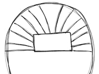 a sketch of a chair with a sunburst on it