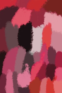 a red, pink, and black painting on a white background