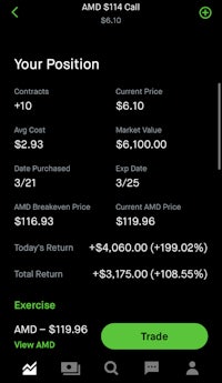 a screenshot of a trading app on an iphone