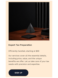expert tax preparation landing page