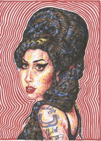 a drawing of a woman with long hair and tattoos