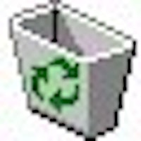 a pixel trash can with a green arrow on it