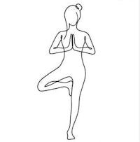 a line drawing of a woman doing yoga