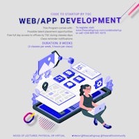 a flyer with the words code to start web app development