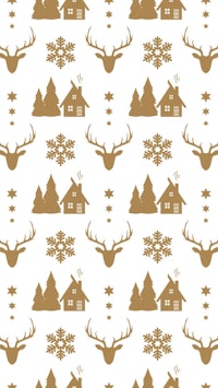a christmas pattern with deer antlers and houses on a white background