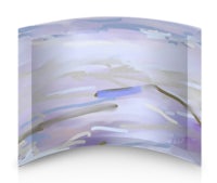 a curved glass plate with a painting on it