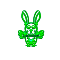 a green bunny on a black background