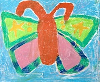 a painting of a butterfly on a blue background